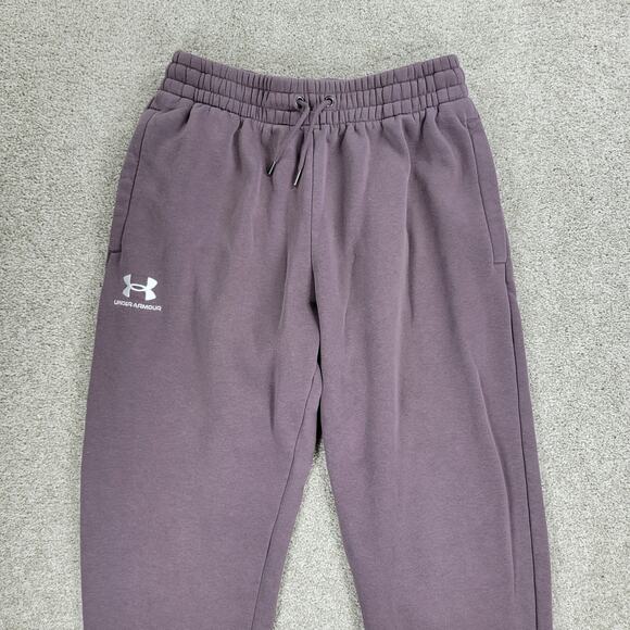 Under Armour Essentials Sweat Pants Mens M Pink Mauve Gym Cozy Fleece Joggers - Picture 6 of 14